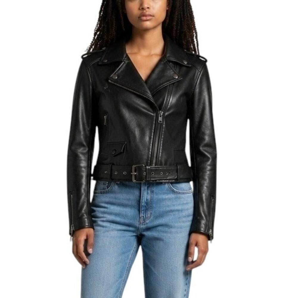 STAND Studio Black Daria 90's Style Biker Jacket
